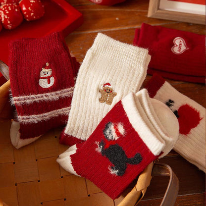 Thick Warm Wool Cute Fleece Lined Mid Calf Christmas Socks