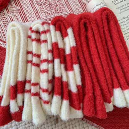 Wool Thick Warm Red Cute Christmas Socks