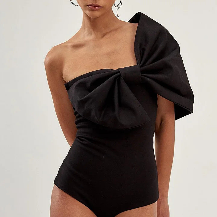 Twilight Noir One Shoulder Swimsuit  - Black