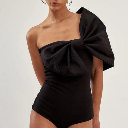 Twilight Noir One Shoulder Swimsuit  - Black