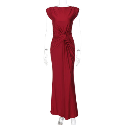 Slim Pleated Solid Color Sleeveless