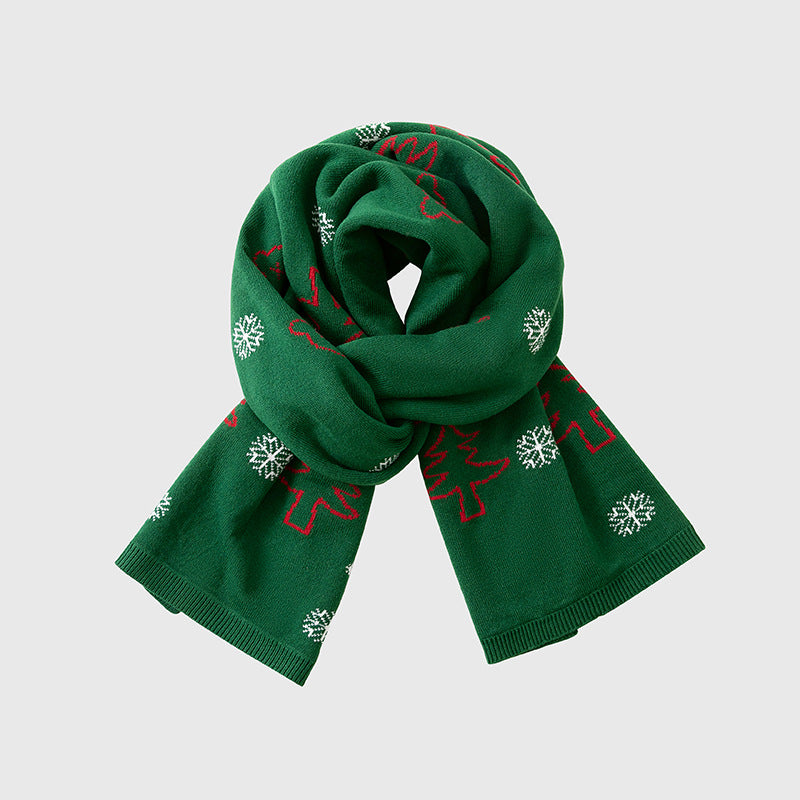 Textured Ribbed Knit Christmas Scarf