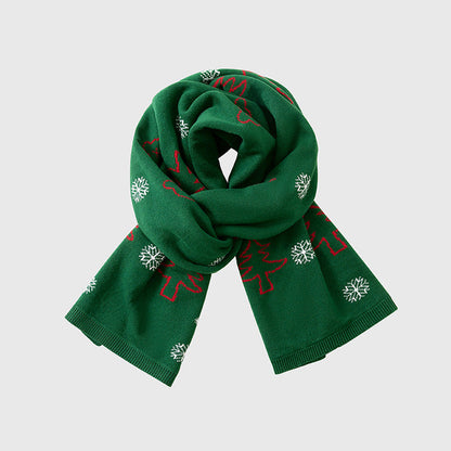 Textured Ribbed Knit Christmas Scarf