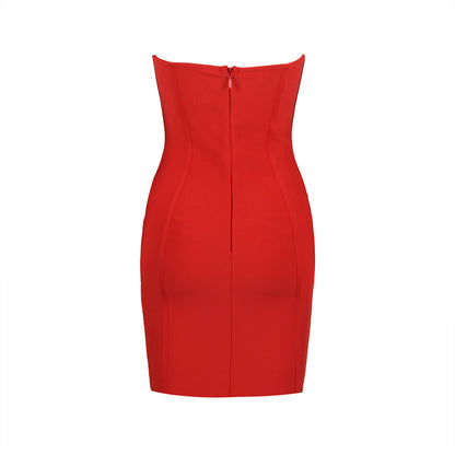 Floral Chest Cup Short Bandage One Piece Slim Tube Top Dress