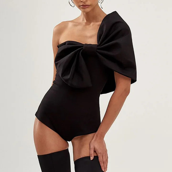 Twilight Noir One Shoulder Swimsuit  - Black