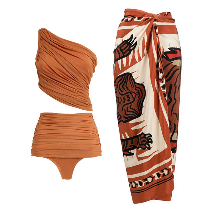 Dune Dance One Shoulder Bikini Set - Orange
