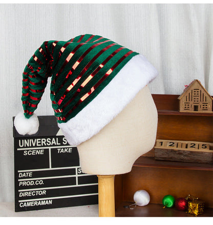Metallic Velvet Striped Christmas Hat