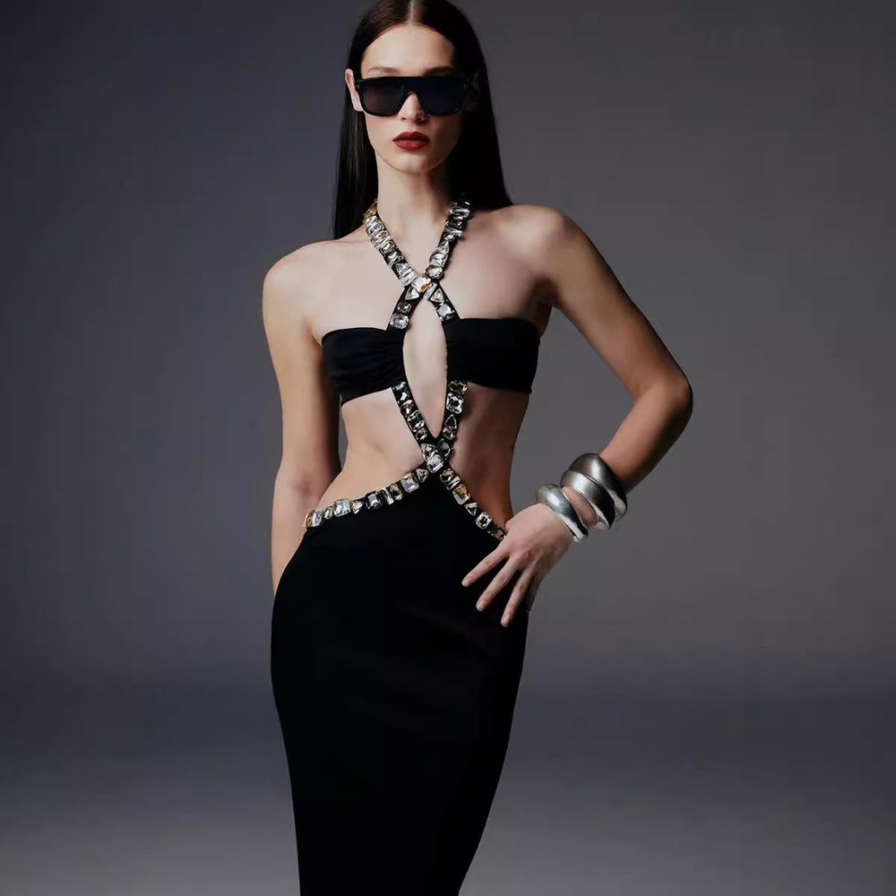 Vintage Gothic Strapless Bodycon Beaded Prom Dress promdress-250223