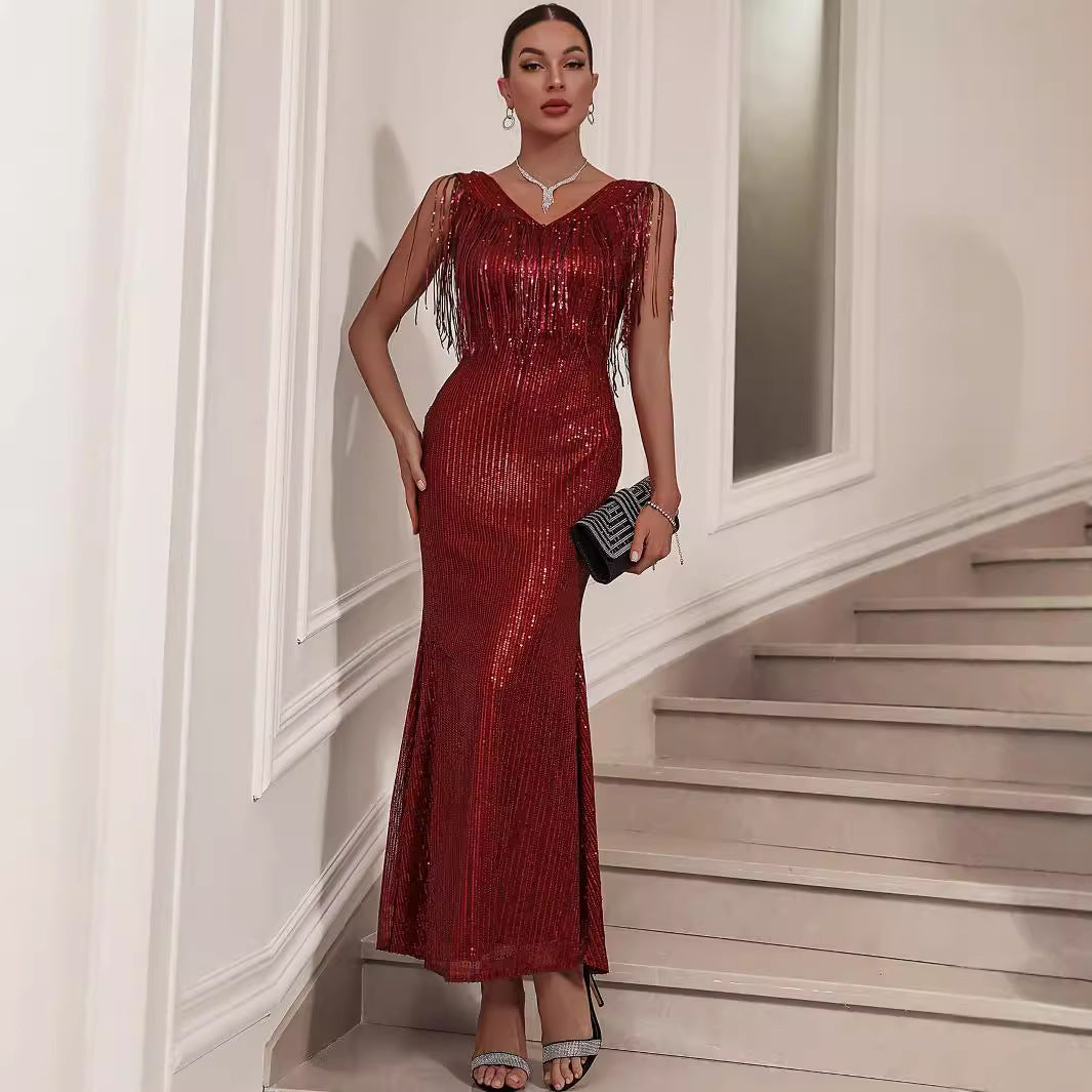 Sequined Tassel Dress Dress