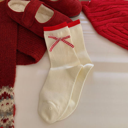 Bow Slouchy Mid-Calf Cute   Christmas Socks