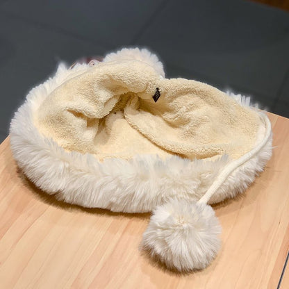 Reindeer Antler Pom Pom Earflap Christmas Hat