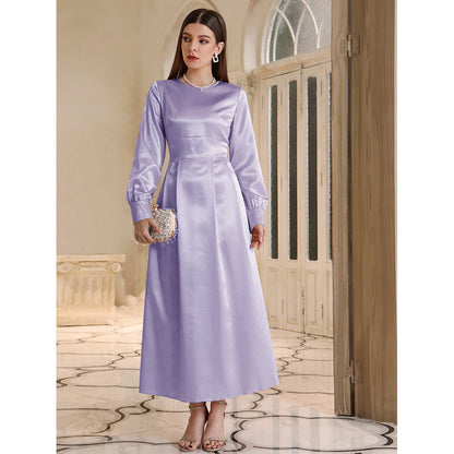 Ladies Casual High Waist Maxi Dress Light Purple Coat Maxi Dress