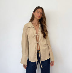 Siren Tie-Up Top - Khaki