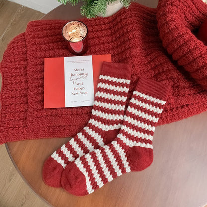 Mid Calf Warm Simple Christmas Socks