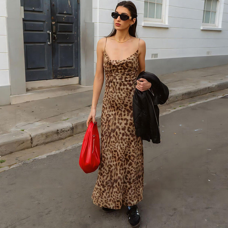 Leopard Aura Midi Dress - Brown