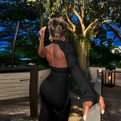 Elegant Design Hollow Out Cutout out Single Sleeve Split