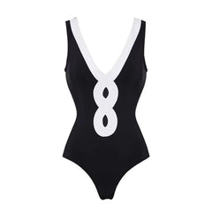Infinity V-Neck Swimsuit  - Black