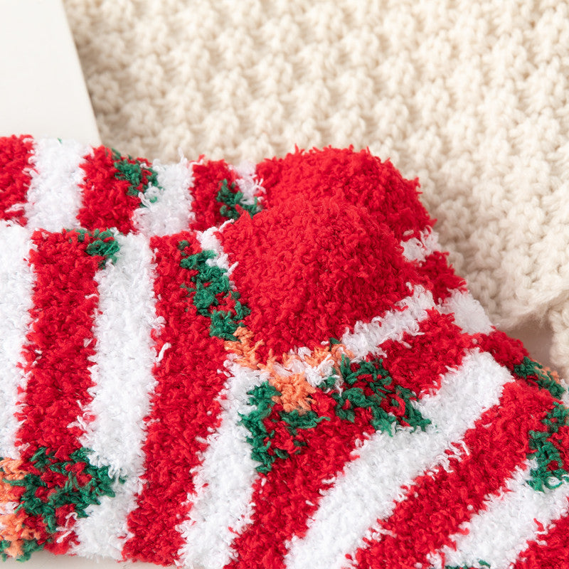 5 Pack Plush Fleece Warm Home Floor Crew Christmas Socks