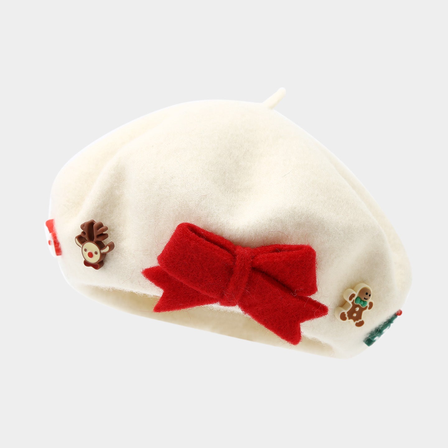 Wool Bow Beret Christmas Hat