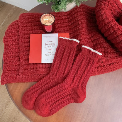 Mid Calf Warm Simple Christmas Socks