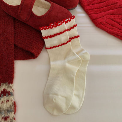 Bow Slouchy Mid-Calf Cute   Christmas Socks