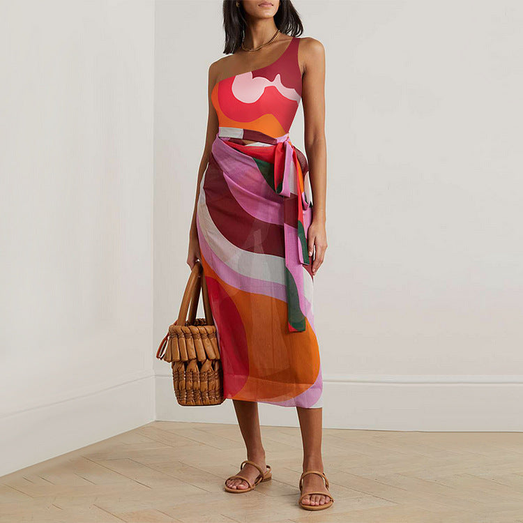 Saffron Wave Swimsuit  - Orange