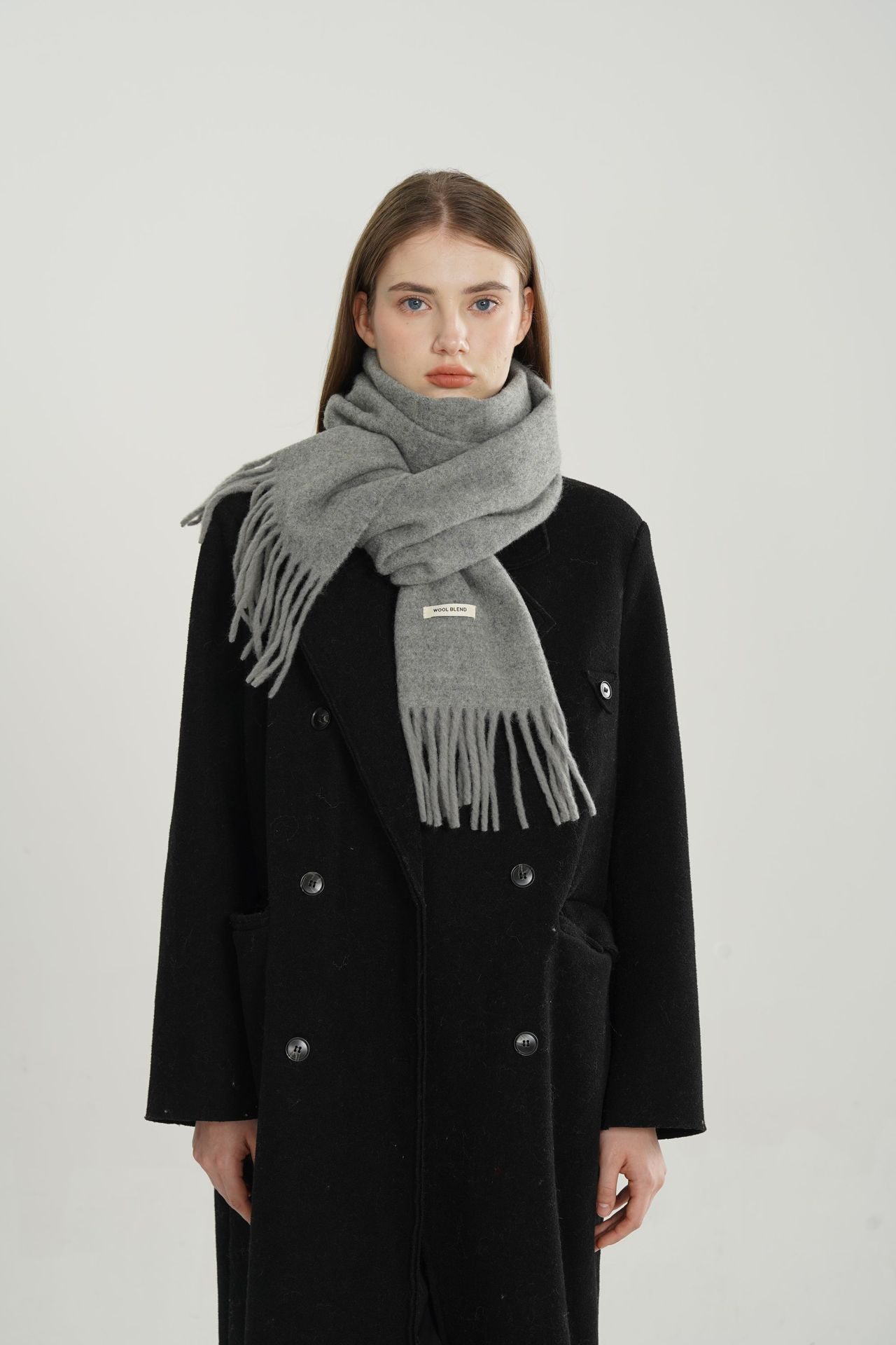 Woven Fringe Wool Blend Christmas Scarf