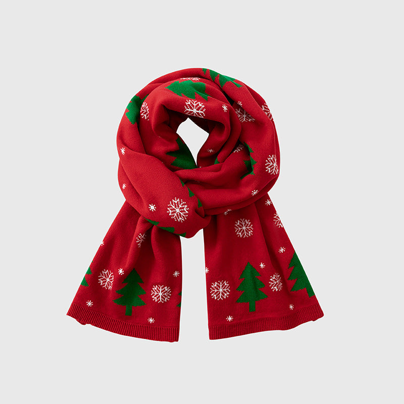 Textured Ribbed Knit Christmas Scarf