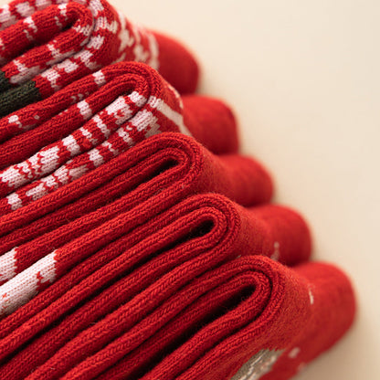 5 Pack Warm Thick Cashmere Mid Calf Red Christmas Socks