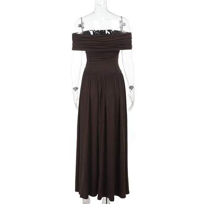 Dahlia Off-Shoulder Dress - Brown