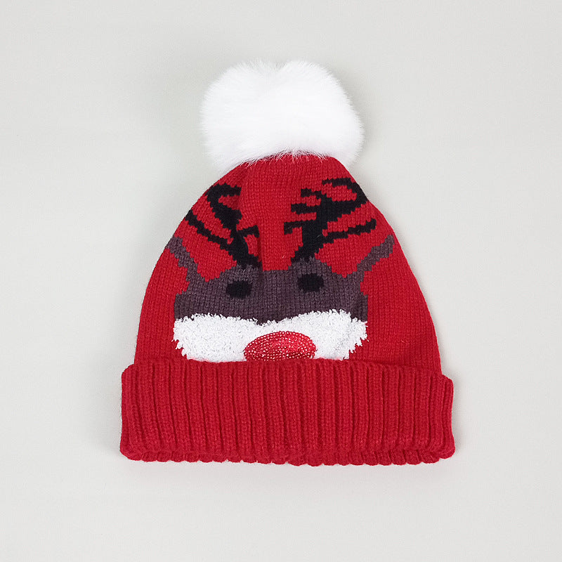 Knitted Santa Reindeer Beanie Christmas Hat