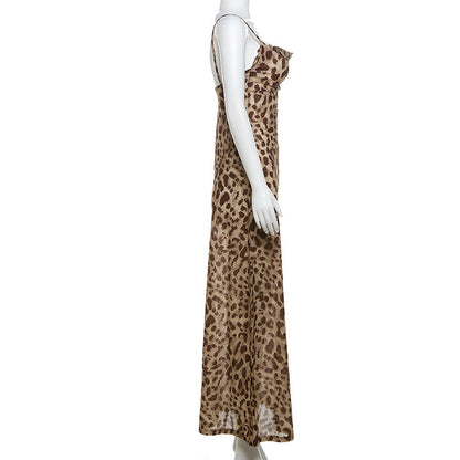 Leopard Aura Midi Dress - Brown