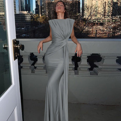 Slim Pleated Solid Color Sleeveless