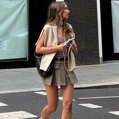 Women's Clothing 2024 Autumn New Fashion Personality Street Retro Tube Top Slim Dress Pleated Skirt