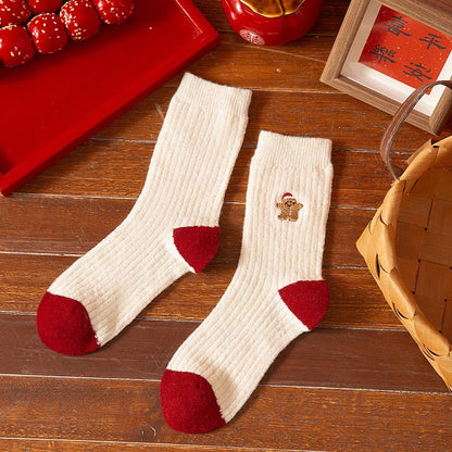 Thick Warm Wool Cute Fleece Lined Mid Calf Christmas Socks