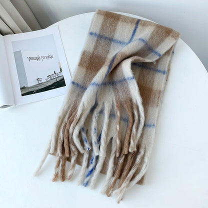 Plaid Mohair Blend Christmas Scarf