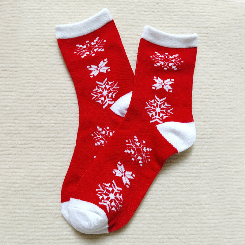 Elk Santa Cartoon Snowman Tree Decor Crew Christmas Socks