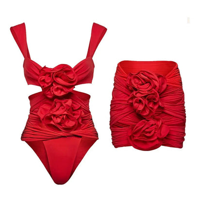 Flaura  Swimsuit Set - Red