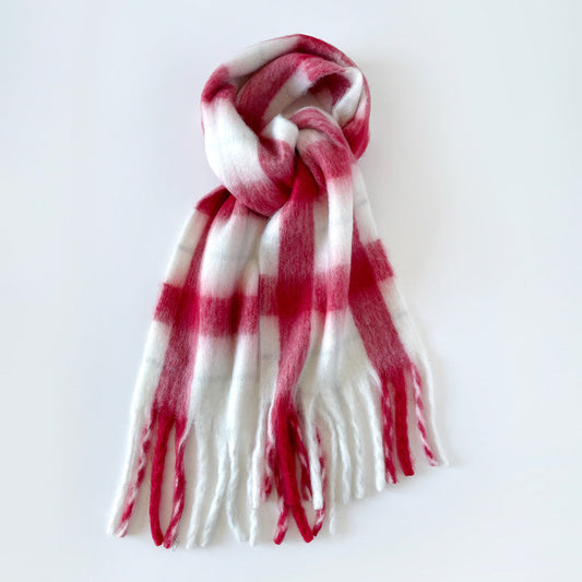 Plaid Mohair Blend Christmas Scarf