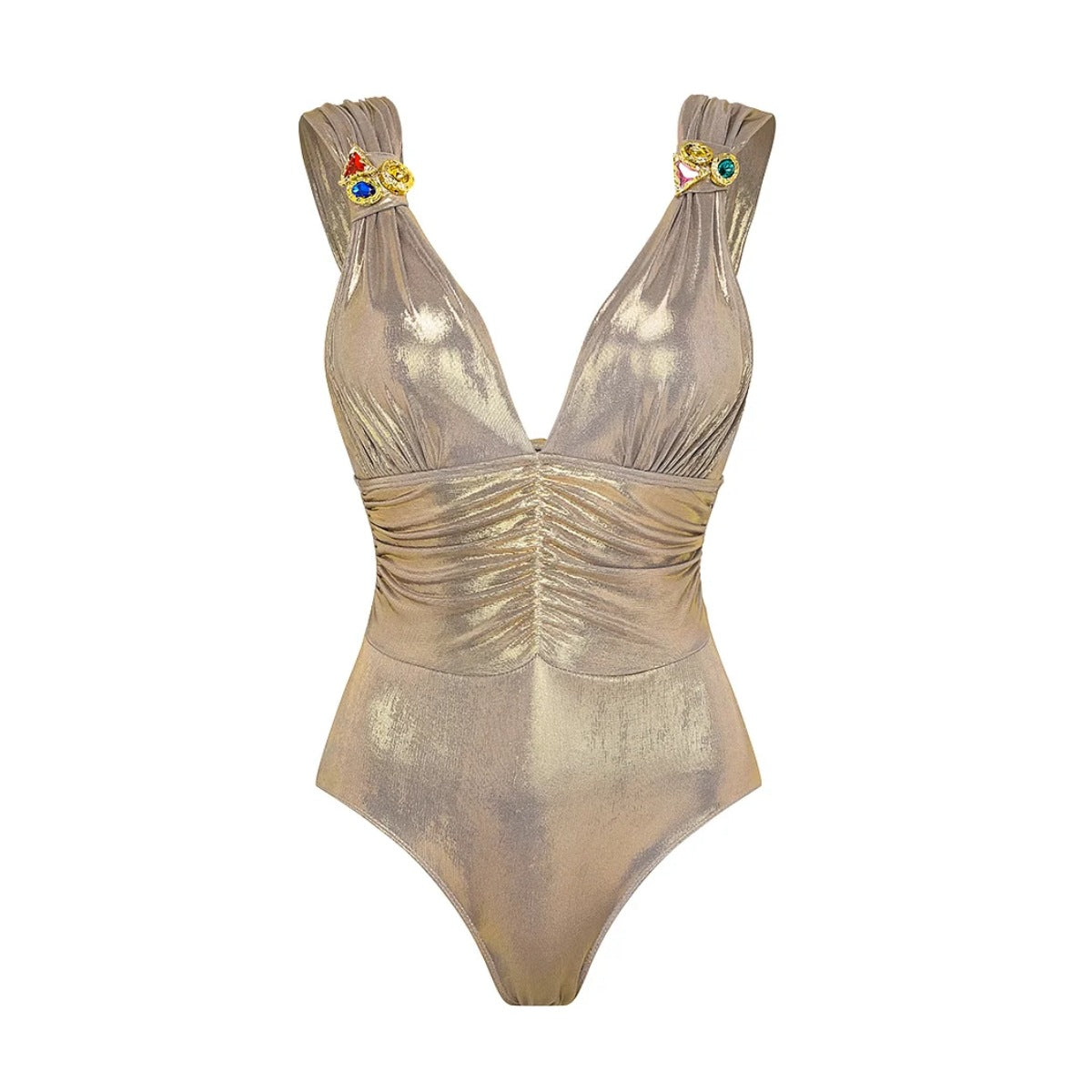 Golden Tide V-neck Swimsuit  - Gold