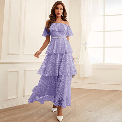 Maxi Dress High Waist off Neck Slim Elegant Dress