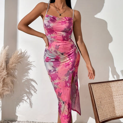 Floral Split Slim Fit Cami Dress