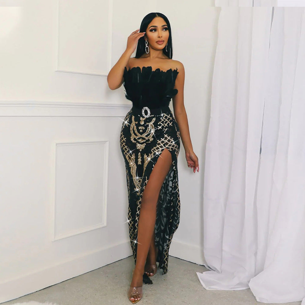 Tube Top High Slit Sequ