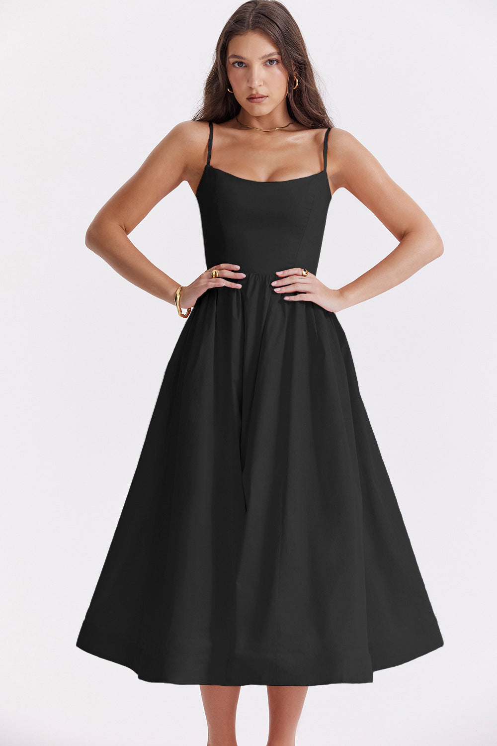 Solid Color Backless Spaghetti Straps Large Swing