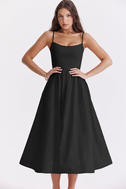 Solid Color Backless Spaghetti Straps Large Swing