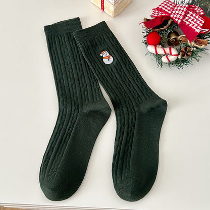 Cable Knit Textured Cotton Mid Calf Slouchy Christmas Socks