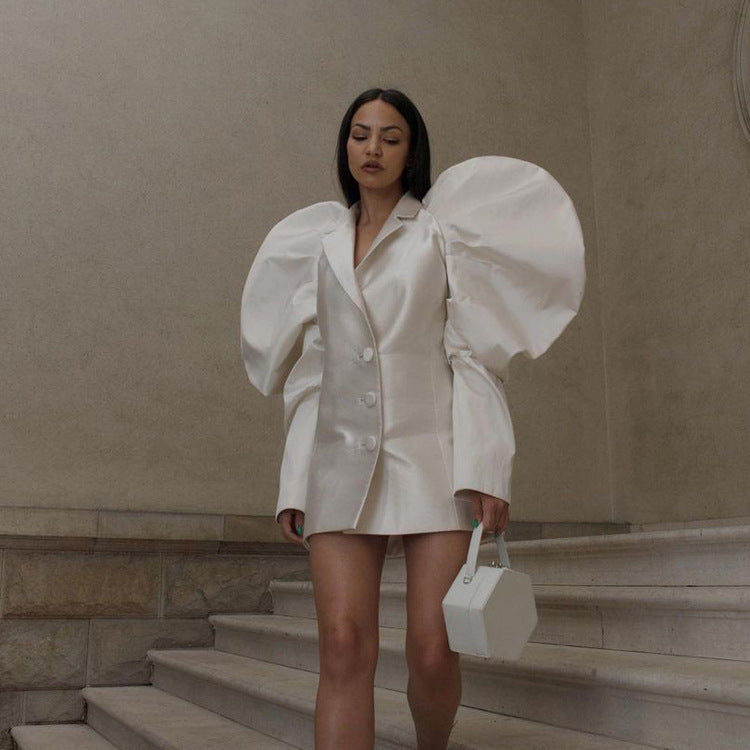 Lamb Leg Sleeve French Dress Niche Design Collared Short Elegant Dress