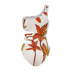 Autumn Dream One Shoulder Swimsuit  - White