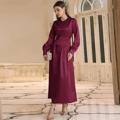 Ladies Casual High Waist Maxi Dress Light Purple Coat Maxi Dress