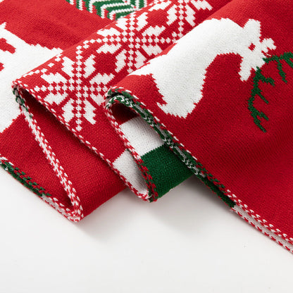 Textured Ribbed Knit Christmas Scarf